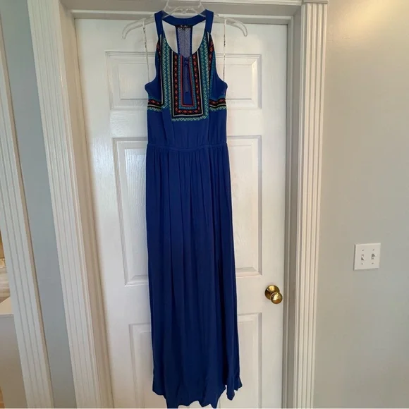 Miss Me | Dresses | Miss Me Maxi Blue Boho Tback Sundress Embroidery  Beading Size Xs | Poshmark